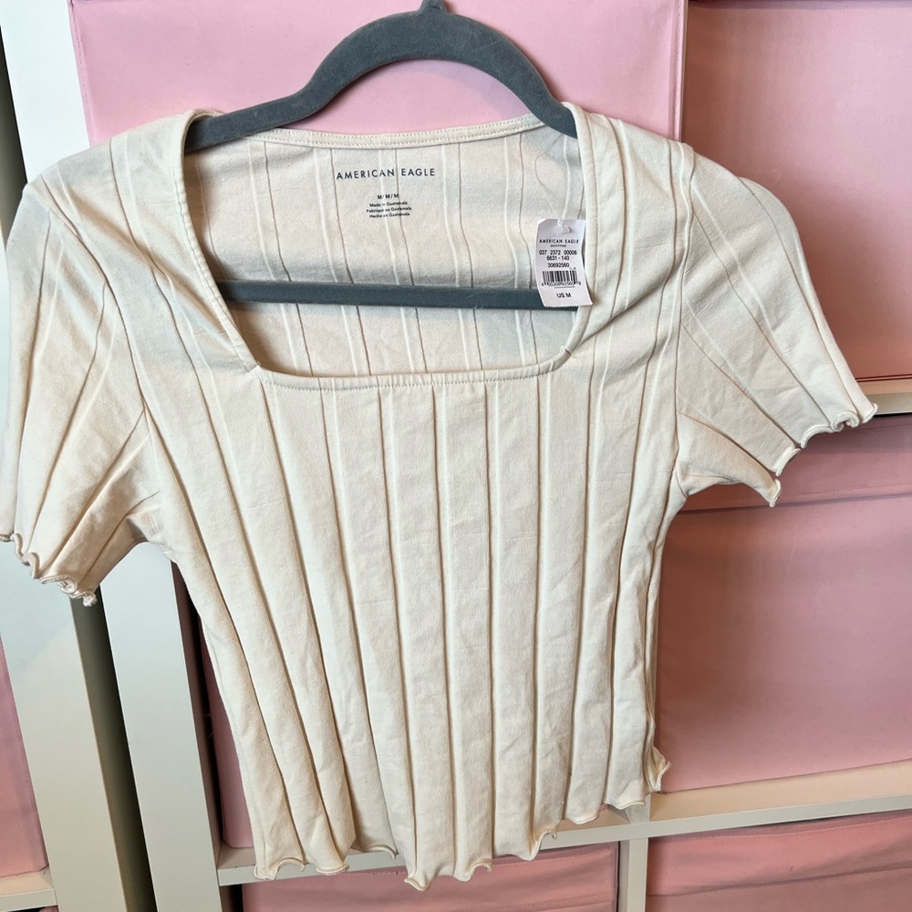 American Eagle Beige Square Neck Top